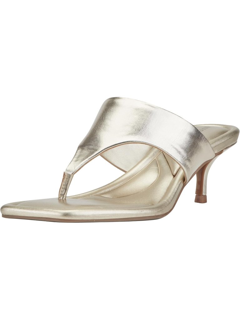 Marc Fisher Women's Yael Heel Gold Pointed Toe Sandals Satin Party Dress Shoes